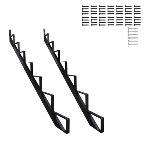 MTB Black Steel Stair Riser with 1/2/3/4/5/6/7 Steps - style: 7 Step 2Pack