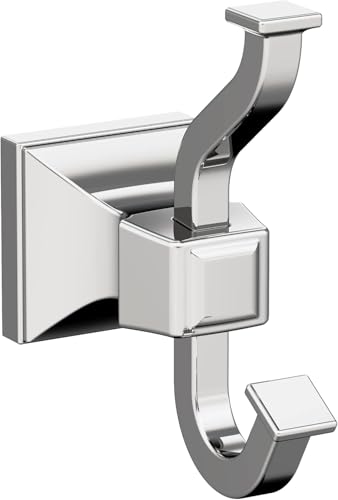 Amerock Mulholland Double Prong Chrome Wall-Mounted Hook - color: Chrome, size: Robe Hook