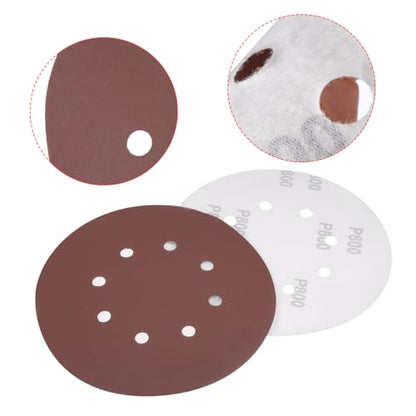 uxcell 10Pcs 7 Inch 8 Hole Hook and Loop Sanding Disc 800 Grit Flocking Sandpaper Random Orbital Sander Paper - size: 800 Grit