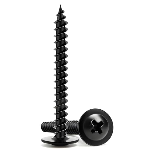 Truss Head Wood Screws #8 x 1-1/2 Inch, 70PCS, FIXLINK Self Tapping Screws - color: Black, size: #8 x 1-1/2"