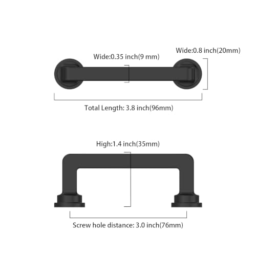10 Pack 3 Inch(76mm) Matte Black Cabinet Pulls, Kitchen Hardware - color: Matte Black, size: 3" Hole Center