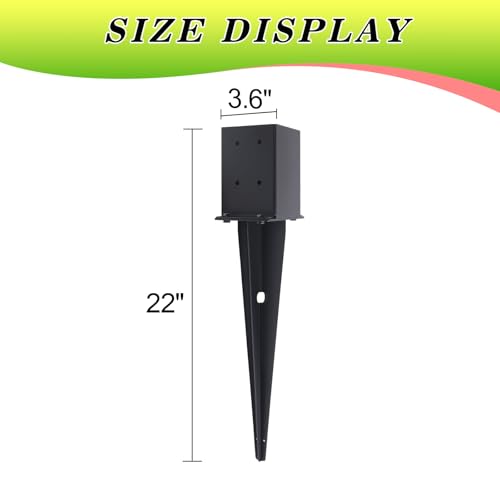 2 Pcs 4 "x 4 "Fence Post Anchors Ground Spike 22"(Fit 3.6 ” X 3.6”)
