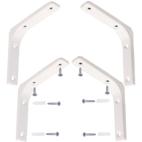 4x4 Inch L Wall Bracket, White, 4 Pcs - color: White