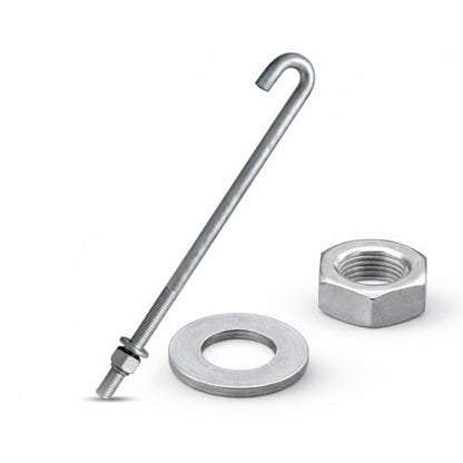 3/4" x 18" Galvanized Threaded J-Bolt Concrete Anchor (Nut & Washer Included) - Sandbaggy (3/4" x 18", 10, Count)