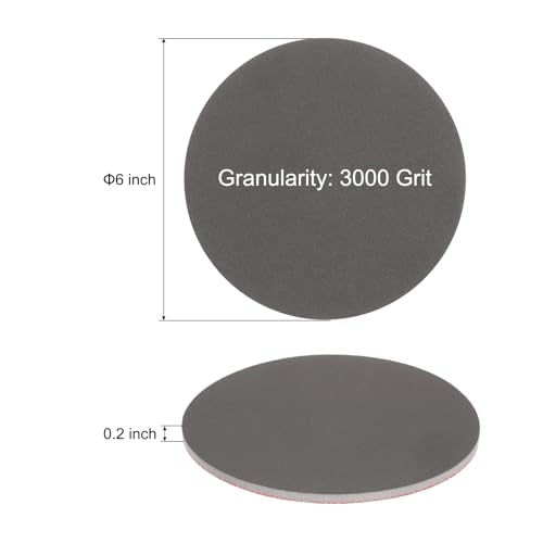 uxcell 10pcs 3000 Grit Sanding Sponge 6" Hook and Loop Sanding Disc - size: 6 Inch, style: 3000 Grit