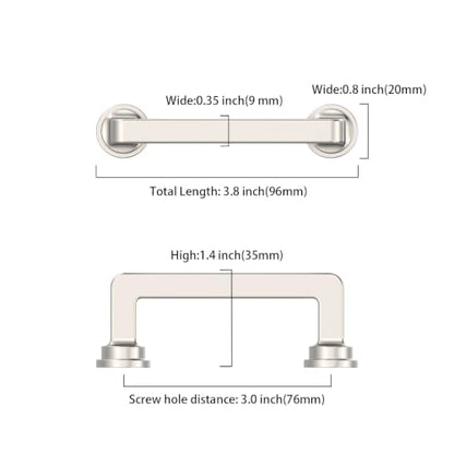 10 Pack 3 Inch Brushed Nickel Cabinet Pulls, Kitchen Hardware - color: Brushed Satin Nickel, size: 3" Hole Center