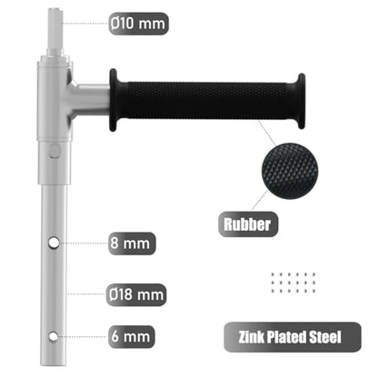Ice Auger Drill Adapter with Handle - 18mm/0.720" Output Shaft Diameter - Steel Cordless Drill Attachment for Ice Auger Drill Conversion