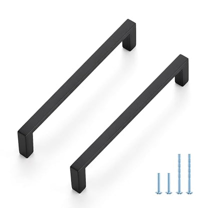 JOY DECOR Matte Black Cabinet Pulls Slim Square Handles, 5 Inch, 30 Pack - size: 5 Inch Hole Center