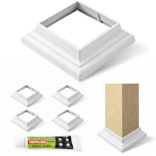 4-Pack Aluminum 4x4 Post Skirt - Split Deck Post Base Cover (White) - color: White English Style