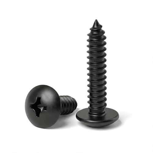 #10 x 1-1/4" (50 Pack) Truss Head Sheet Metal Screws Phillips Drive Self-Tapping Wood Screws, Black Oxide 304 Stainless Steel Screw (18-8), Corrosion Resistant Screws - size: #10 x 1-1/4"