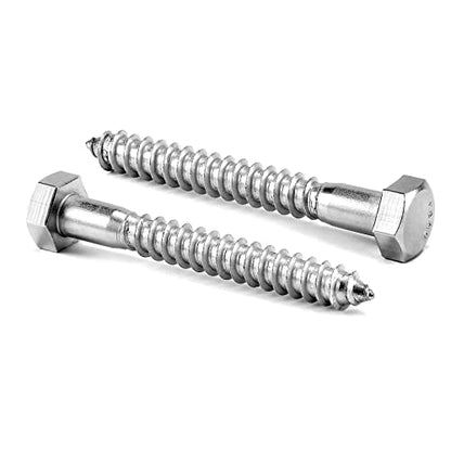 1/2" x 2-1/2" Hex Head Lag Screws Bolts 20Pcs 304 Stainless Steel 18-8, Partial Thread, Hexagon Head Wood Screws by SG TZH - size: 1/2-13 x 2-1/2"