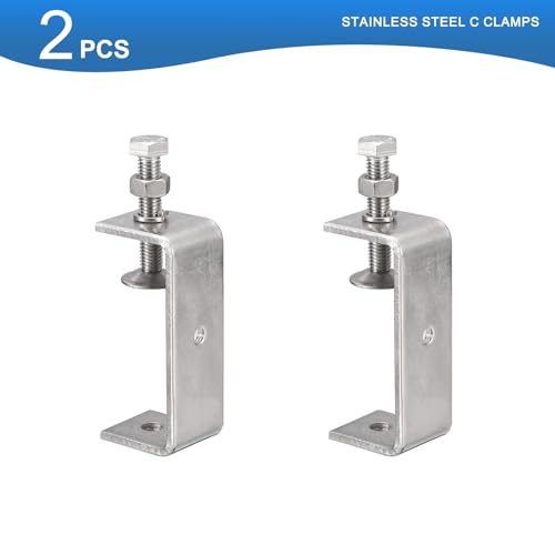 2 Pack 304 Stainless Steel C Clamps with 85mm/3.35" Stable Wide Jaw Opening Tiger Clamp for Woodworking Welding Construction Household Mount - size: 85mm/3.35"