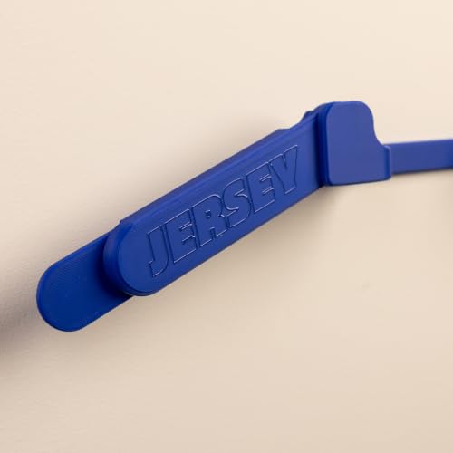 Wall Mount Display | Damage-Free Adjustable Hanger for Jerseys - color: Blue