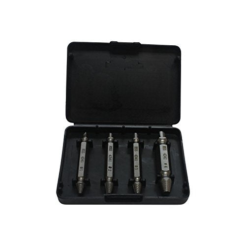 Rok Hardware Damaged Screw Remover 4 Piece HSS Quality Drill Bit Extractor Set Tool For Stripped Screws Bolts Nuts Hex