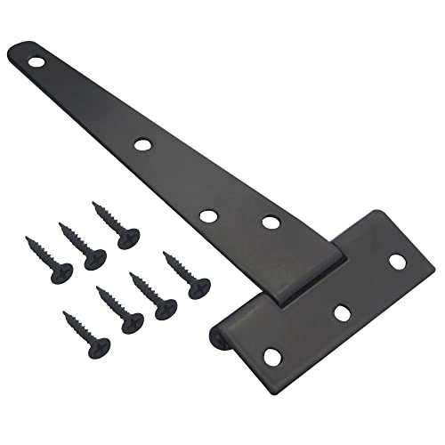 6Pack 5Inch Black T-Strap Heavy Duty Barn Gate Hinges for Shed Doors, Barn Doors, Vents, etc. - size: 5 Inch