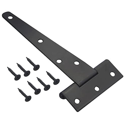 6Pack 5Inch Black T-Strap Heavy Duty Barn Gate Hinges for Shed Doors, Barn Doors, Vents, etc. - size: 5 Inch