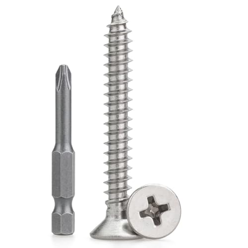 #4 x 1 (50 PCS) Stainless Steel Flat Self-Tapping Screws (ST2.9x25mm) - size: #4 x 1" (50 PCS)