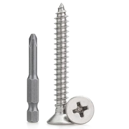 #4 x 1 (50 PCS) Stainless Steel Flat Self-Tapping Screws (ST2.9x25mm) - size: #4 x 1" (50 PCS)