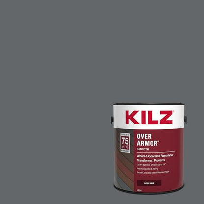 KILZ Over Armor Smooth Solid Coating Resurfacer, Gun Metal Gray, 1 Gallon - color: Gun Metal Gray, style: Smooth