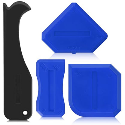 Outus 4 Pieces Silicone Caulking Tool Set Sealant Finishing Grout Scraper Caulking Removal Tool for Kitchen Bathroom Floor Sink Joint Sealant Sealing Home House Renovation, Reuse and Replace (Blue) - color: Blue