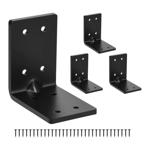 4 PCS Heavy Duty Steel Corner Brackets, 3"x3"x2" 90 Degree L Right Angle Bracket, DIY L Shelf Brackets, Metal Joint Timber Connector Support for Wood Shelves, Furniture - size: 3x3x2in