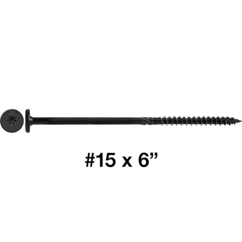 Jake Sales 15x5 Black Wafer Head Structural Lag Screws. Used for Log Construction, Timber Framing, Laminated Beams and Pole Barns Among Other Uses. T-30 Torx/Star Drive (Full Box ~350 Screws) - size: 5"