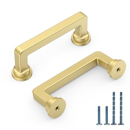 10 Pack 3 Inch Brushed Gold Cabinet Pulls, Kitchen Hardware - color: Brushed Gold, size: 3" Hole Center