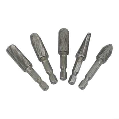 5-Piece Electric Rotary File Set For Drill Bits, High-Carbon Steel Grinding Burr Heads For Milling And Filing For Metal Use