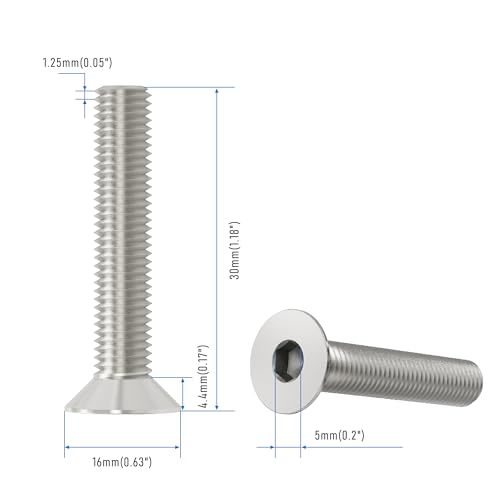 10 Pcs M8x30mm Flat Head Socket Cap Screws,Allen Hex Drive Type, 304 Stainless Steel countersunk Bolt, Full Threaded - size: M8x30mm /10 Pcs