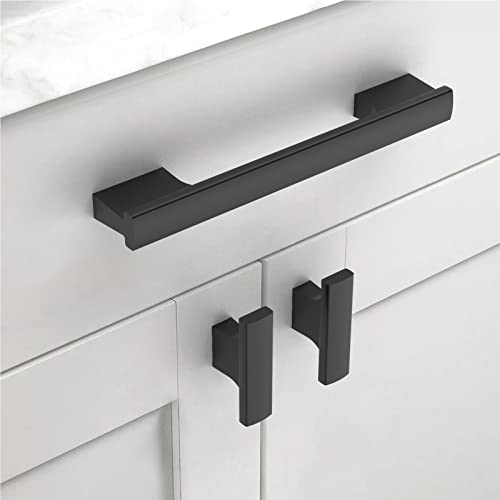 Asidrama 10 Pack 5 Inch(128mm) Matte Black Cabinet Pulls Kitchen Cabinet Handles Black Cabinet Pulls Cabinet Hardware for Cupboard Drawer - color: Matte Black, size: 5" Hole Center(128mm)