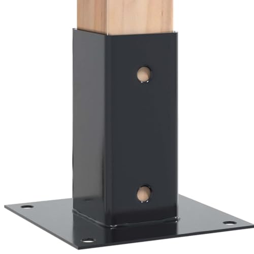 4 Pack Post Bases 2.80x2.80 Inch Square Support Brackets Powder-Coated Steel Base Plates for Gazebo Fence Deck Railing Anthracite - size: 71 x 71 mm & 4