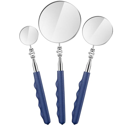 Copkim 3 Pcs Telescoping Inspection Mirror Extendable Long Handle,Blue - color: Blue