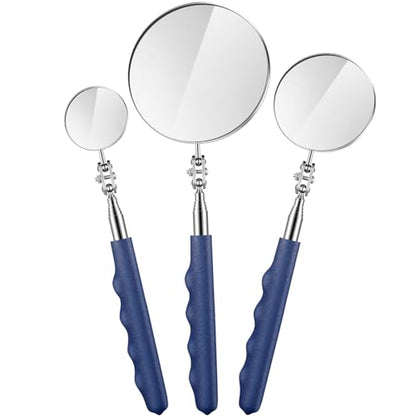 Copkim 3 Pcs Telescoping Inspection Mirror Extendable Long Handle,Blue - color: Blue