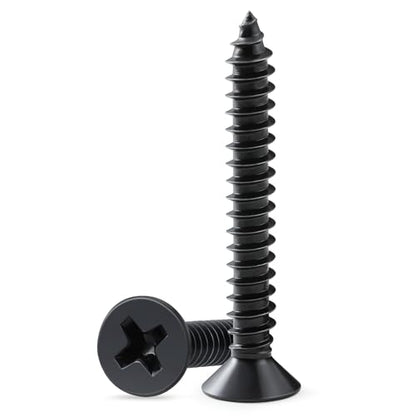 120PCS Wood Screws 1-1/4 Inch, #8 x 1-1/4" Black Screws, Black Dacromet Flat Head Phillips Self Tapping Suitable for Furniture, Woodworking - size: 8 x 1-1/4"