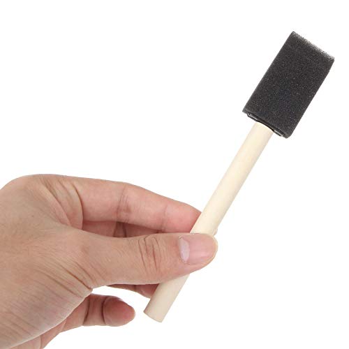 200 Pack 1 inch Foam Brush Sponge Wood Handle Paint Brush Foam Sponge Brush for Acrylics, Stains, Varnishes, Crafts - color: 200pcs-1inch