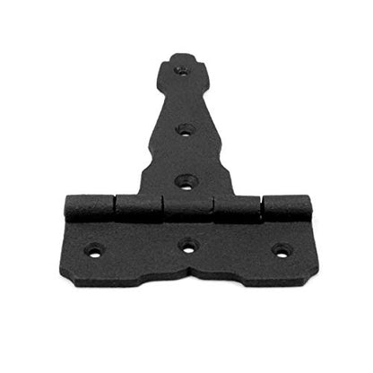 Renovators Supply Manufacturing T Strap Gate Hinges with Hardware 4 1/2 in. Black Rust Resistant Cast Iron Flush Mount Heavy Duty Gate Hinges - size: 4.5 inches - Pack of 1