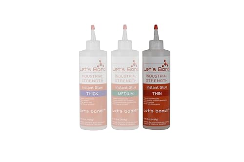 Let's Bond 8 oz Thin Professional Grade Instant Glue Bundle, Premium Cyanoacrylate, 5 CPS - size: 8 oz Bundle