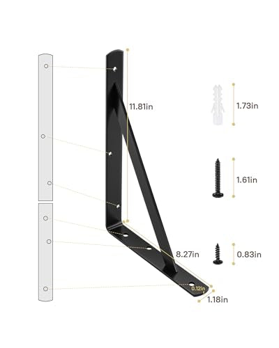 Heavy Duty Shelf Brackets, 12 x 8 Inch Black Metal L Brackets, 10 Pack - color: Black, size: 12 inch x 8 inch-10pcs