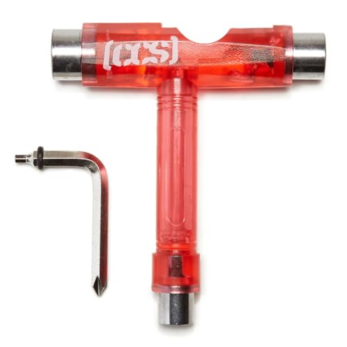 [CCS] Skateboard Tool - All in One T Tool, Metal T Tool W/Grip File, or Y Tool W/Rethreader - color: Clear Red