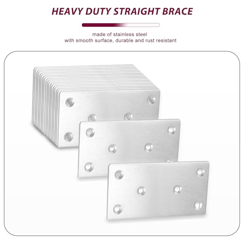 50PCS Flat Metal Brackets, 4" 304 Stainless Steel Mending Plates - size: 4X2X0.08IN
