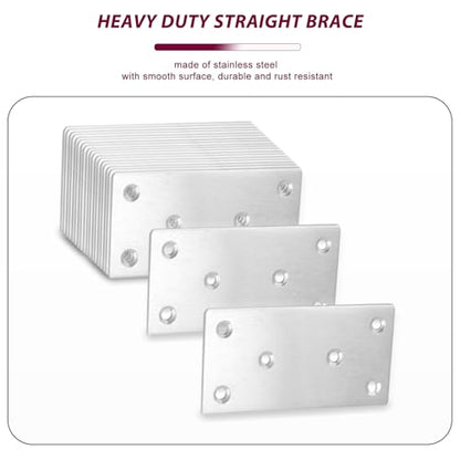 50PCS Flat Metal Brackets, 4" 304 Stainless Steel Mending Plates - size: 4X2X0.08IN