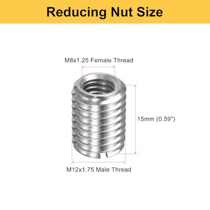 HARFINGTON 6pcs Thread Repair Inserts M12 x 1.75 Male to M8 x 1.25 Female Thread 15mm Long Stainless Steel Reducing Nuts Metric Self Tapping Sleeves Threaded Reducer Industrial Fasteners - size: M12 x 1.75 Male to M8 x 1.25 Female x 15mm