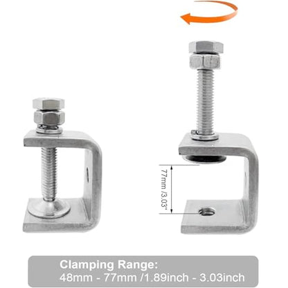 Stainless Steel C Clamps, Mini Tiger Clamp Set for Mounting, Heavy Duty Metal U Clamps, Small Desk G-Clamp with 3.35 Inch Stable Wide Jaw Opening for Metal Working Woodworking Welding Building (4pcs) - size: 3.35 in / 85mm (4 Pcs)