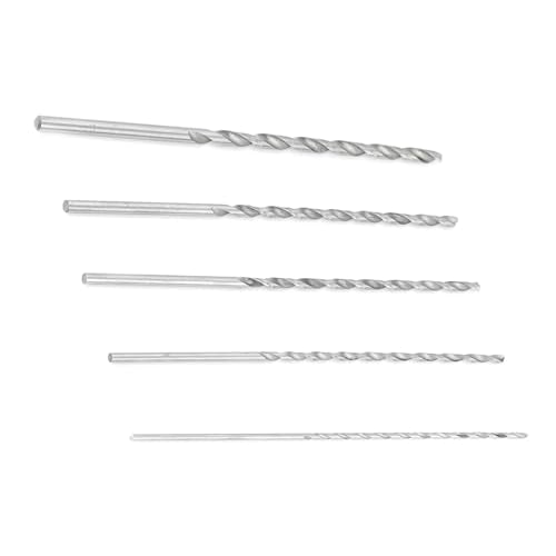 Extra Long High-Speed Steel Drill Bit Sets, Heat Straight Shank Drill Bit Tool, Long Length Drill, Five Sizes, for Wood Plastic and Aluminum, 5Pcs 2-5mm