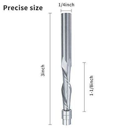 Spiral Flush Trim Router Bits, Solid Carbide Flush Trim Router Bit 1/4-Inch Shank Spiral Flush Trim Up and Down Cut from TACKPRO (Up Cut Trim Router Bits)
