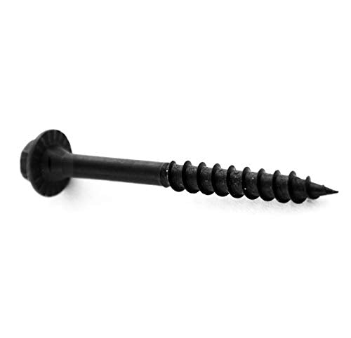 Ozco 51709 8x8 Elevated Post Base Kit with 25 1/4" x3-3/4 OWT Timber Screws, Black Galvanized Steel