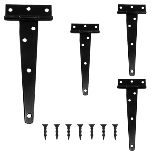 Murtenze 4PCS 6 Inch T-Strap Barn Door Hinges Black - color: Black, size: 6 Inch - 4Pack