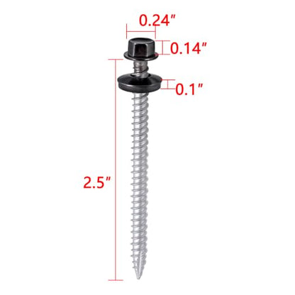 150Pcs Metal Roofing Screws #10x2-1/2 Waterproof Screws for Roof Repair - size: #10x2-1/2"
