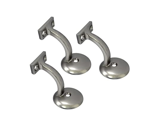 QCAA Heavy Duty Zinc Die Cast Handrail Bracket, Brushed Satin Nickel, 3 Pack, Made in Taiwan - color: Satin Chrome, size: 3 Pack