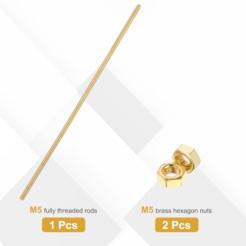 uxcell Brass Fully Threaded Rod M5x0.8mm Pitch Studs 250mm/10 Long - size: M5x0.8mmmm250mm